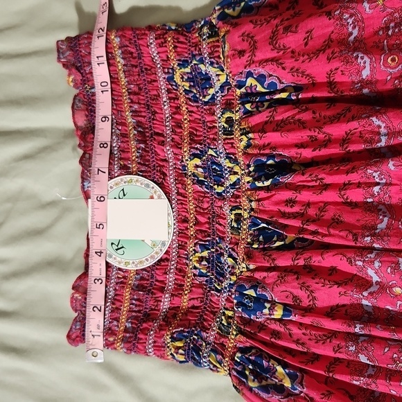 Raviya Women SZ S Pink Paisley Print Pull On Style Smocked Lined Tube Top Dress - Picture 11 of 14